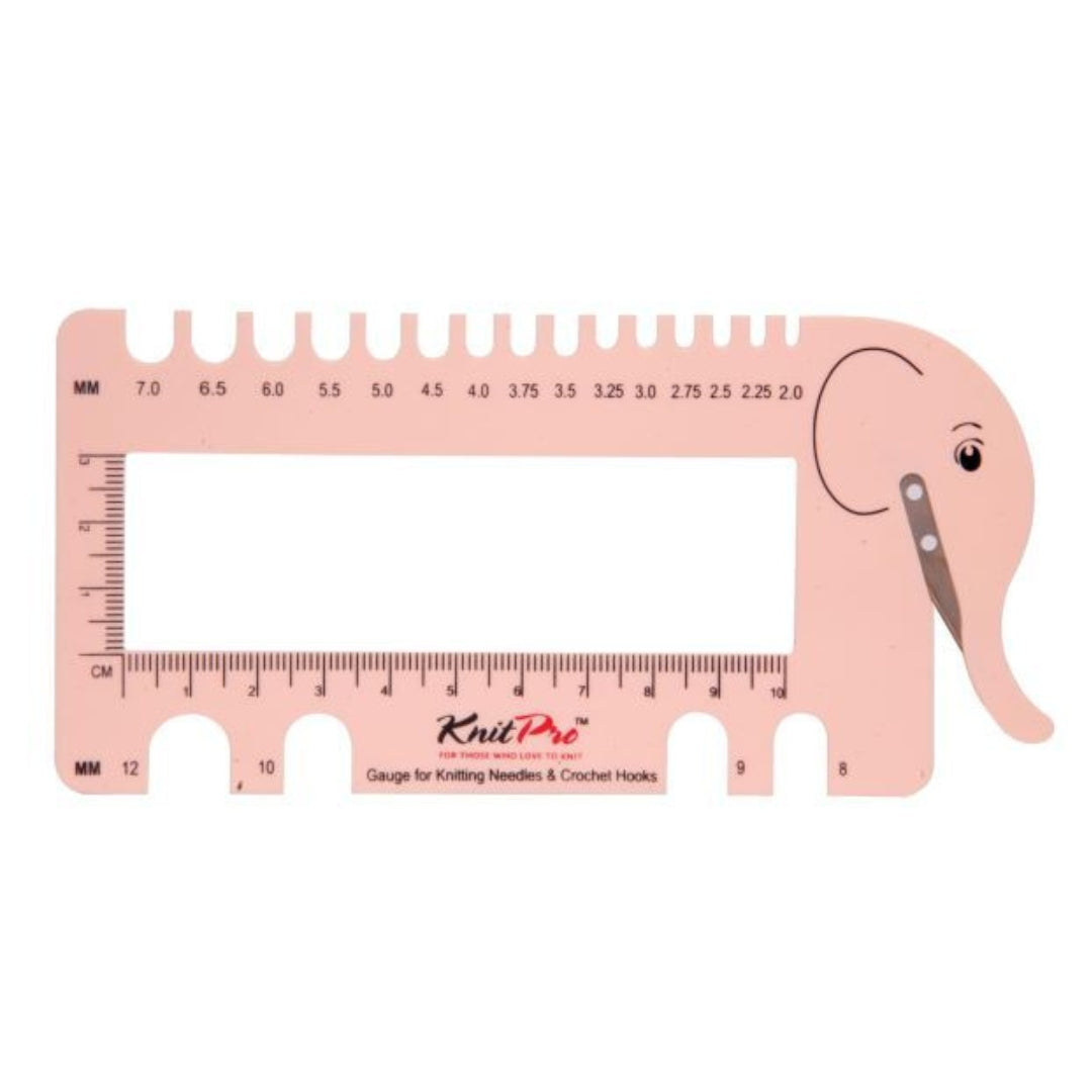 KnitPro Knitting & Crochet Gauge with Yarn Cutter