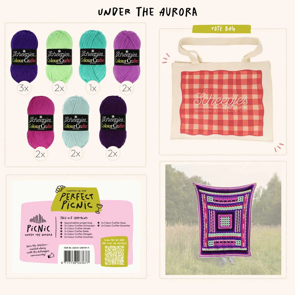 Scheepjes CAL 2026 Perfect Picnic Kit – AURORA Colour Crafter Acrylic (stock due 25/9)
