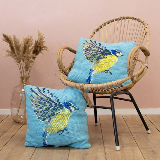 Scheepjes Crochet or Knit Blue Tit Cushion Kit