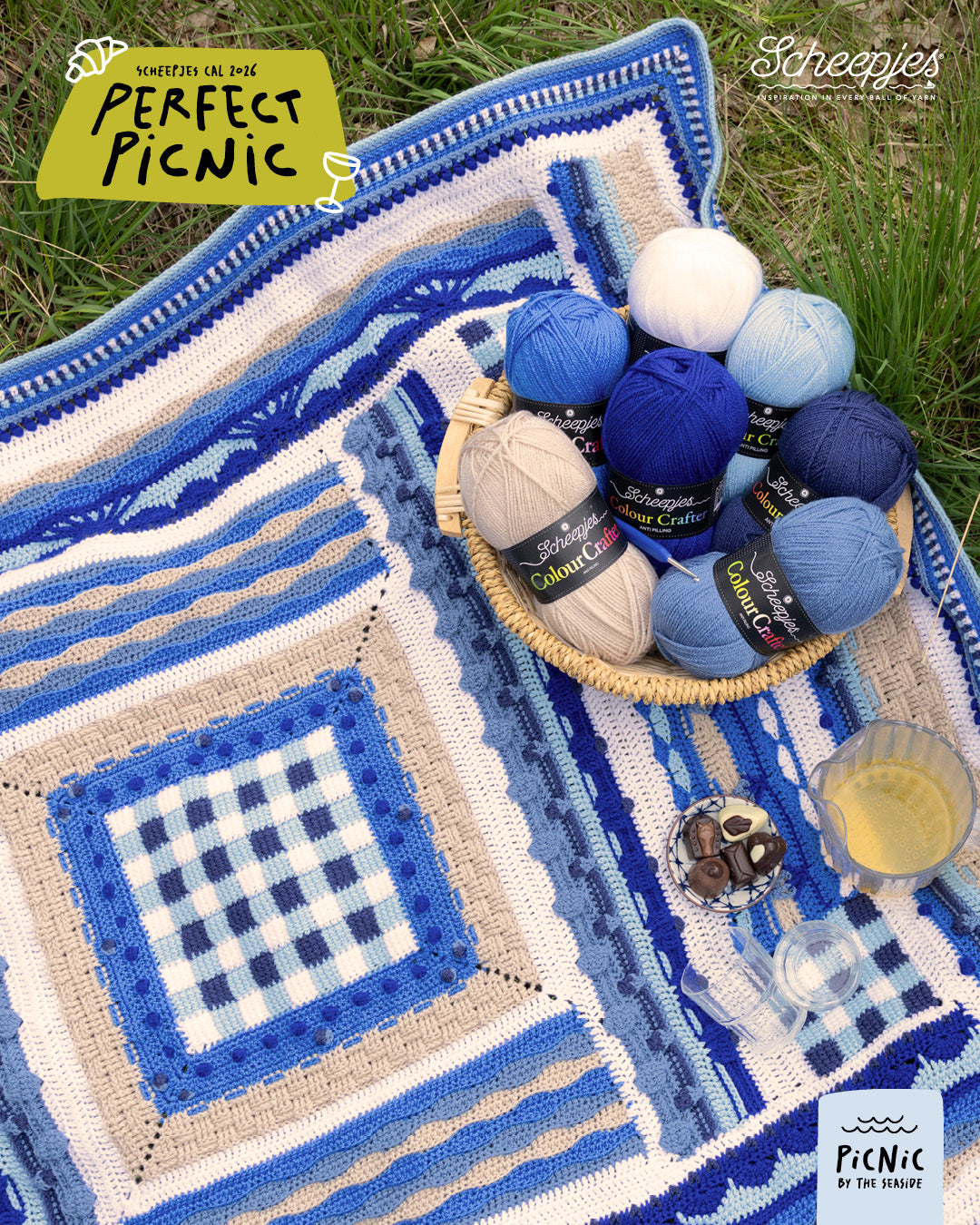 Scheepjes CAL 2026 Perfect Picnic Kit – SEASIDE Colour Crafter Acrylic (stock due 30/9)