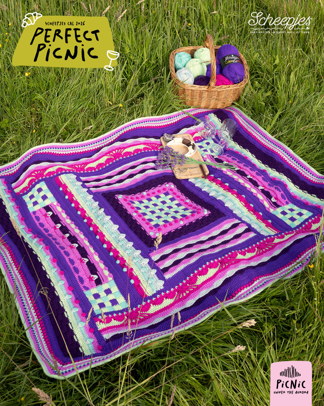 Scheepjes CAL 2026 Perfect Picnic Kit – AURORA Colour Crafter Acrylic (stock due 25/9)