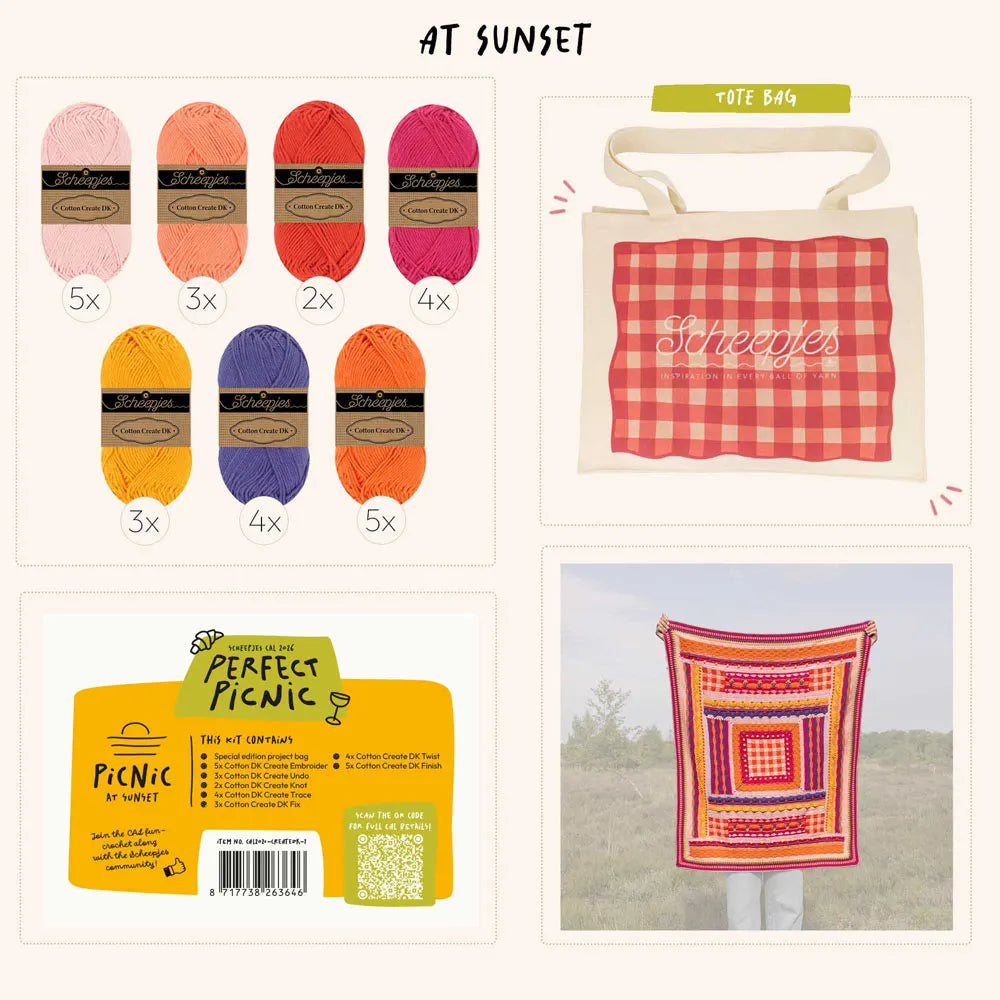 Scheepjes CAL 2026 Perfect Picnic Kit – SUNSET Cotton Create DK